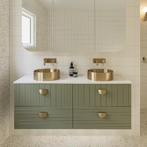 Timberline Henley 1500mm Wall Hung Vanity with Double Ceramic Basin