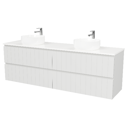 Timberline Henley 1800mm Wall Hung Vanity with Double Ceramic Basin