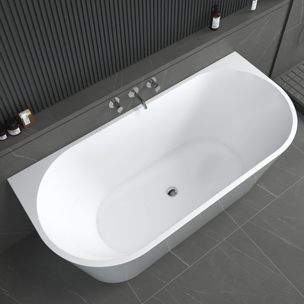 Halo 1700mm Freestanding Back to Wall Bath - White Gloss