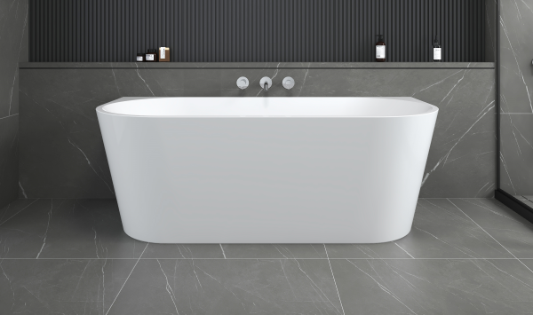 Halo 1500mm Freestanding Back to Wall Bath - White Gloss