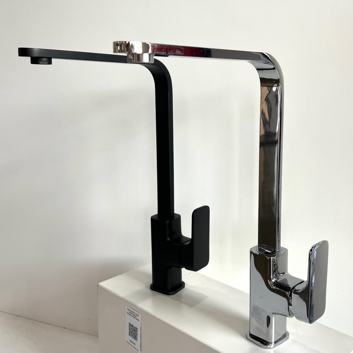 Vogue Stafford Matte Black Square Gooseneck Sink Mixer