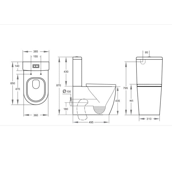 Elvera Ambulant Tornado Raised Height Wall Faced Toilet Suite, KDK027