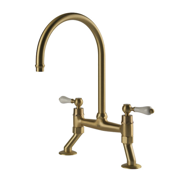 Ludlow Bridge Sink Mixer - Brushed Brass