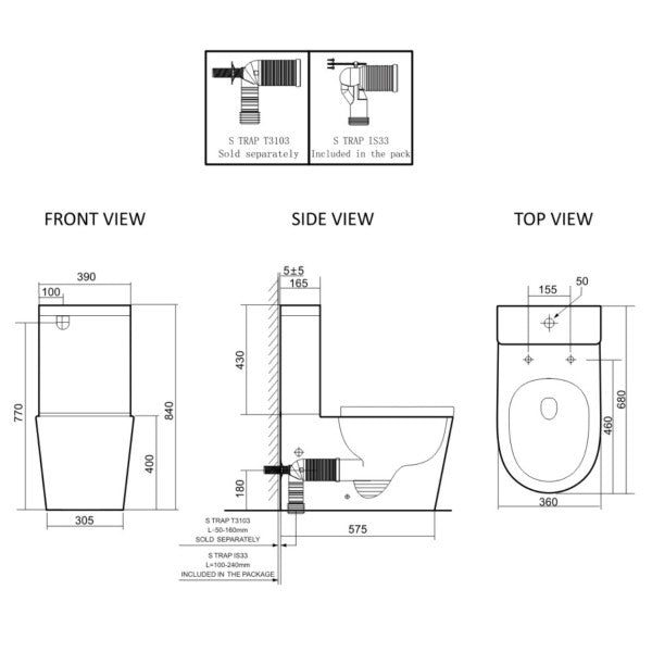 Lafeme Thea-Luna Rimless Toilet with Lafeme Smart Electric Toilet Bidet Seat