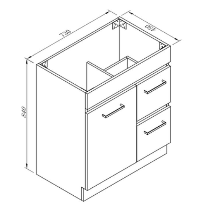 Metis 750mm Vanity with Slim Ceramic Top, White