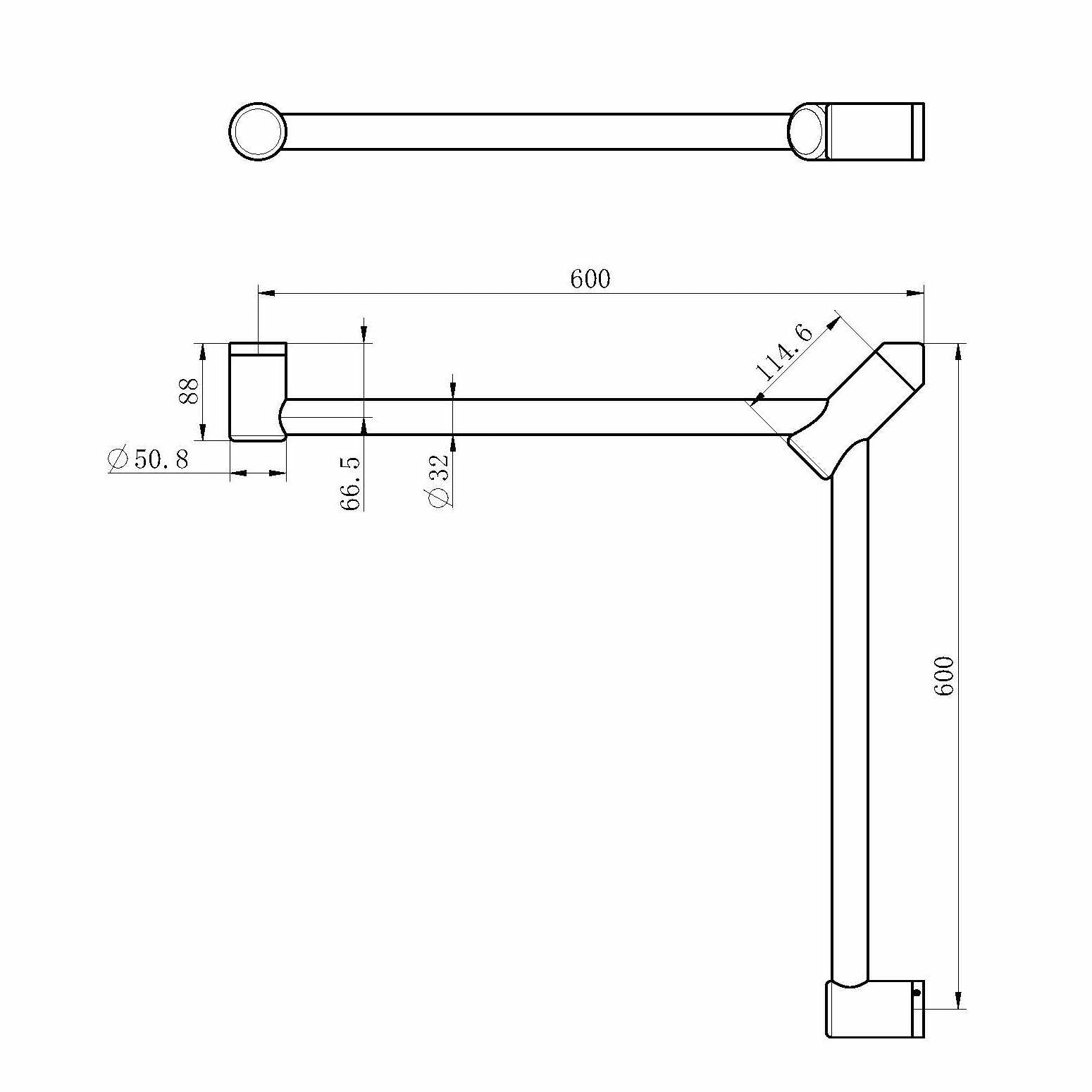 Nero Mecca Care 32mm Wrap Around Corner Grab Rail 600X600mm Chrome