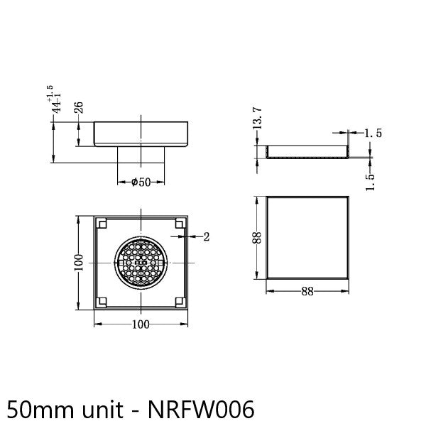 Nero Tile Insert Floor Waste (50mm/100mm Outlet Options) - Brushed Nickel