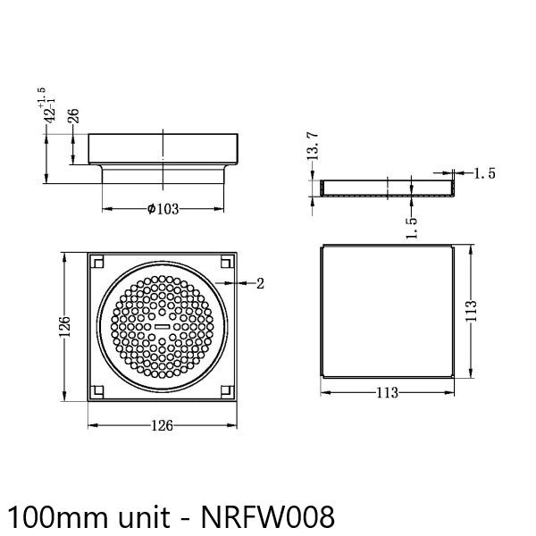 Nero Tile Insert Floor Waste (50mm/100mm Outlet Options) - Brushed Nickel