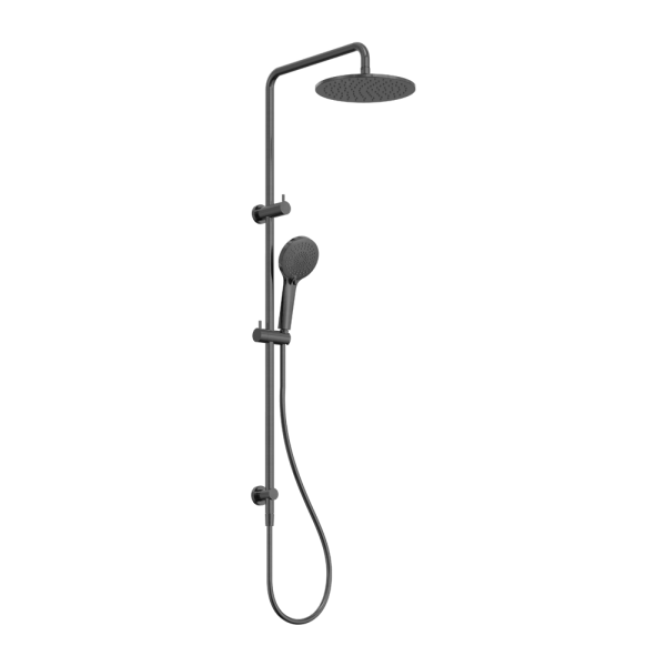 Nero Round Combination Overhead and Handshower on Column - Gunmetal Grey / NR250805dGM