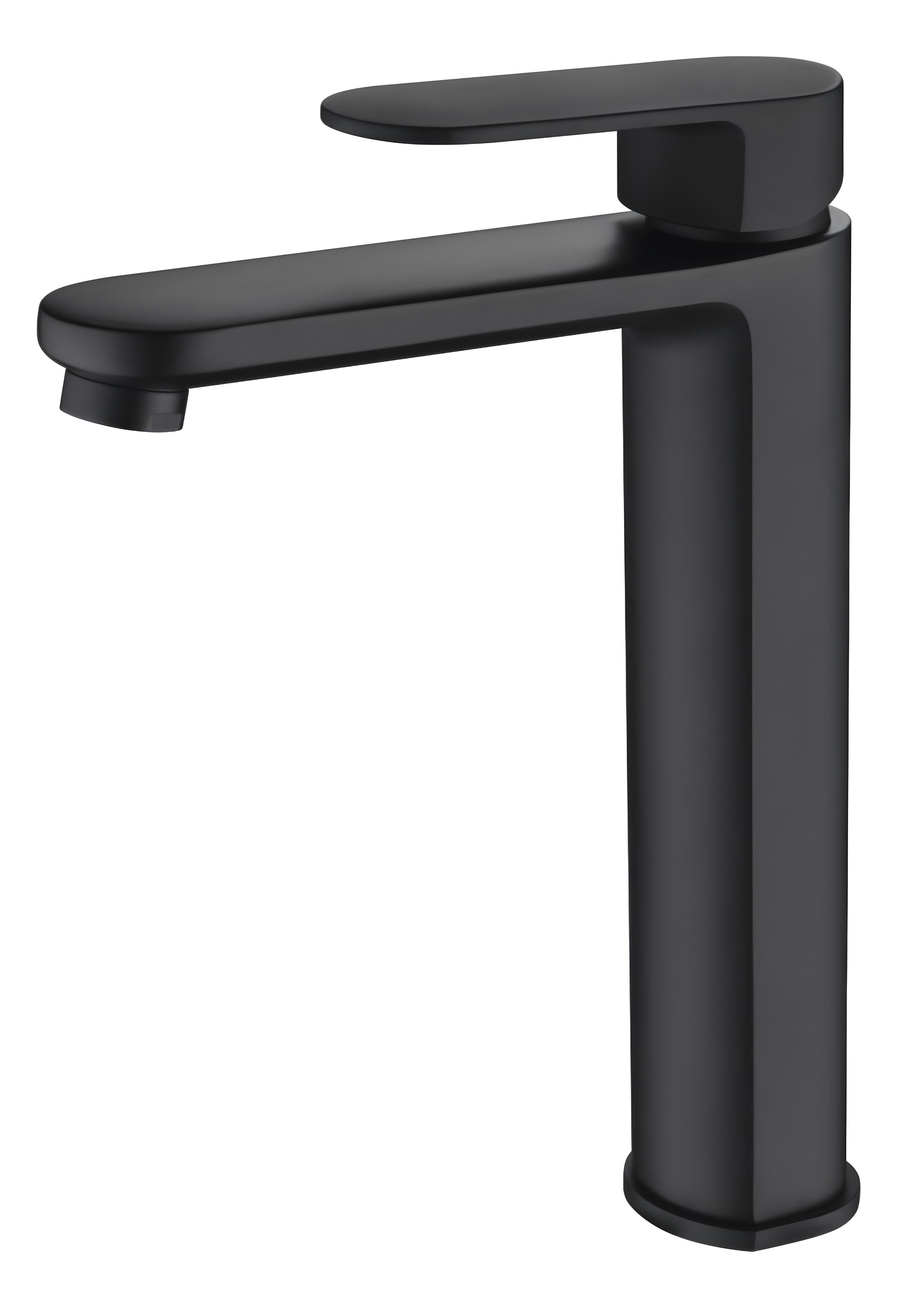 Dane Hi Rise Basin Mixer MK2 Flat Oval Shaped Handle, Matte Black