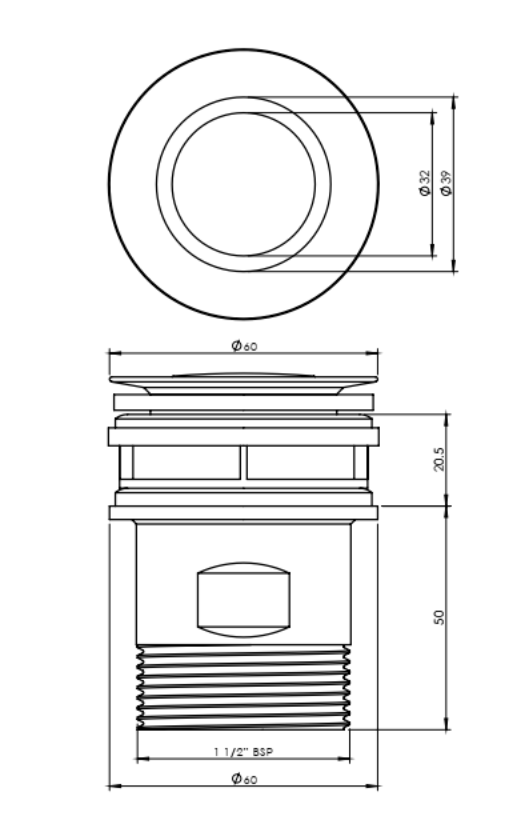 32/40 Basin Pop Down Waste, White 21801