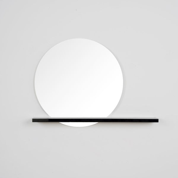 Rising Moon Mirror & Matte Black Shelf