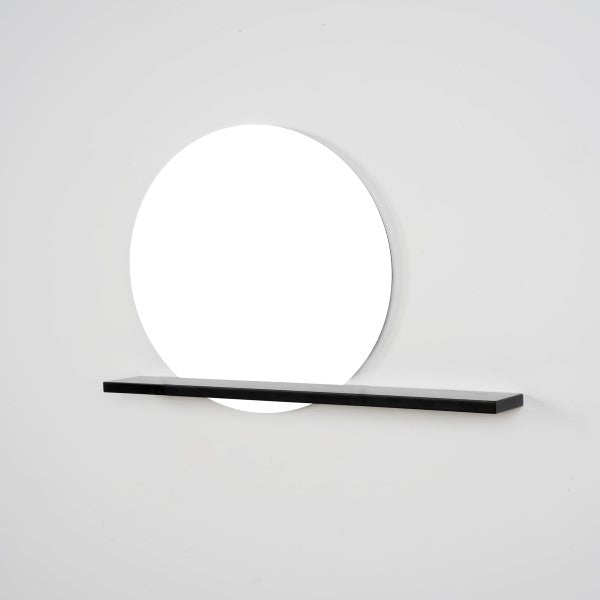 Rising Moon Mirror & Matte Black Shelf