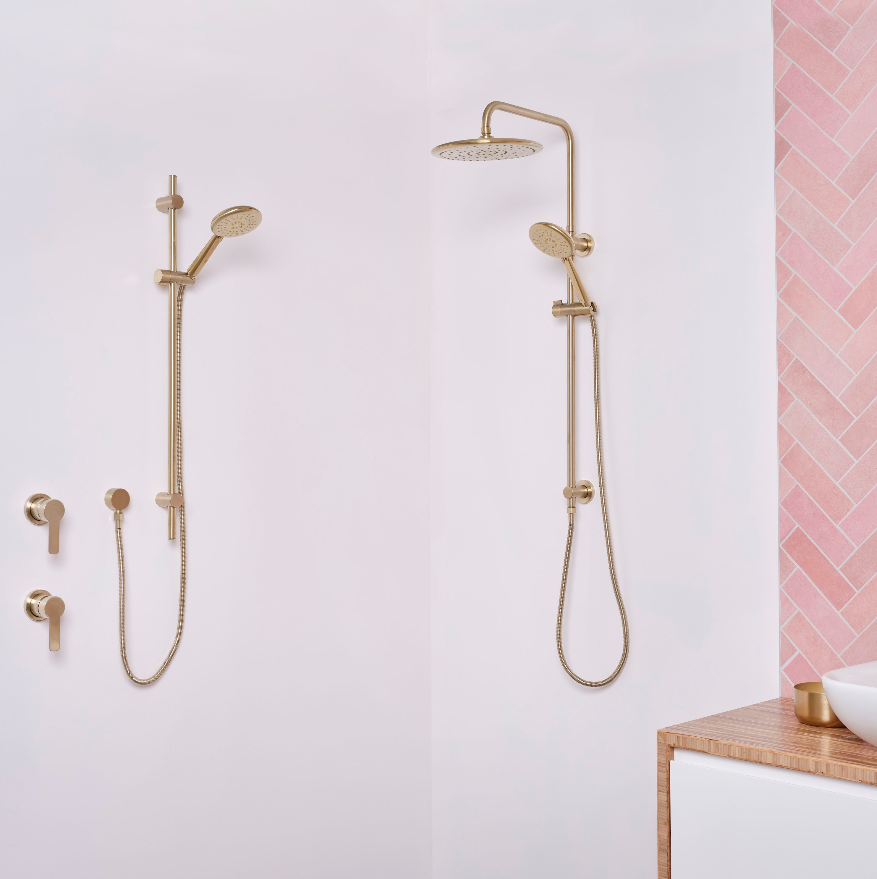 Greens Rocco Adjustable Rail Shower - Brushed Brass