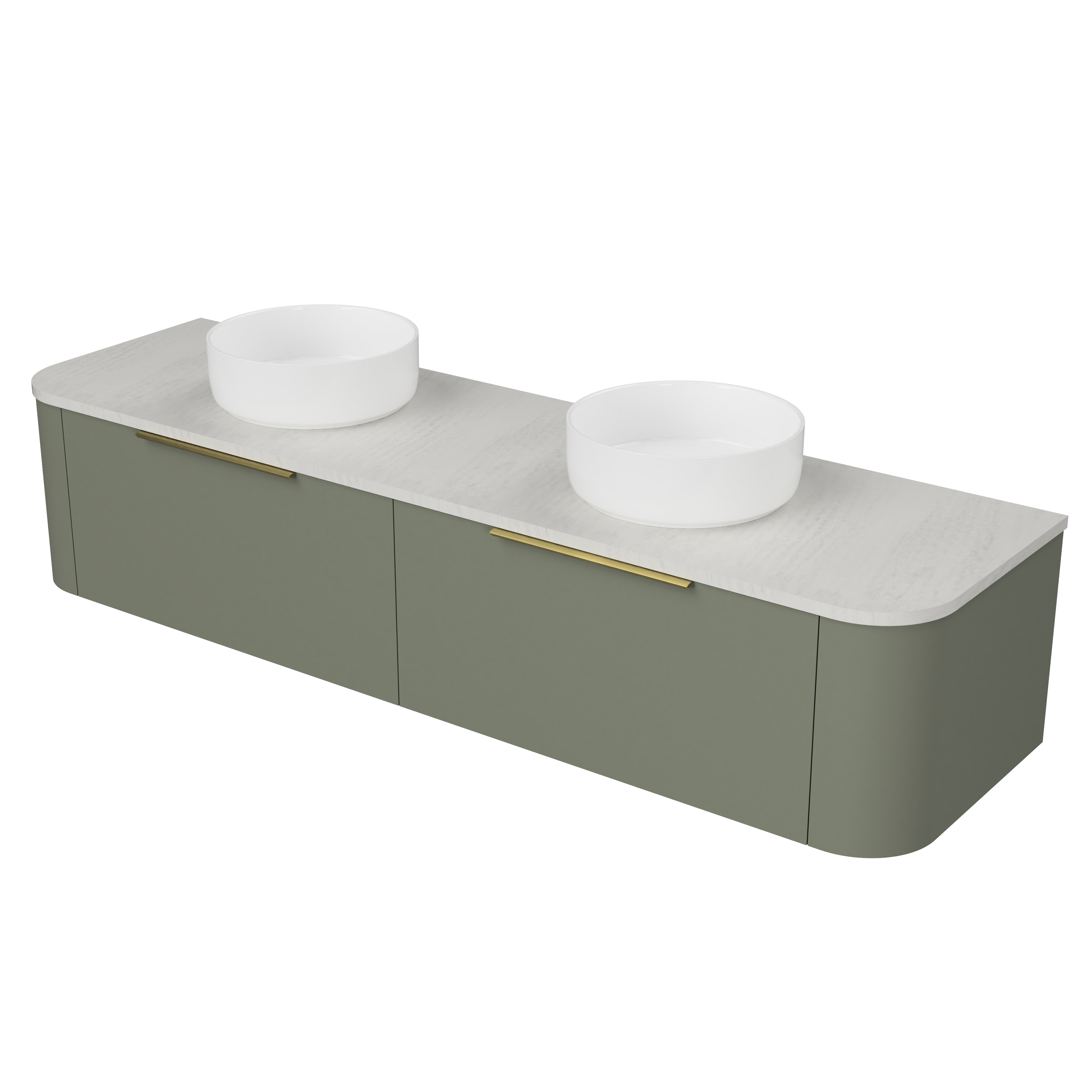 Timberline Santos Wall Hung Vanity 1800mm with Double Above Counter Bowls