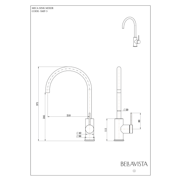 Bella Vista Mica Sink Mixer - French Gold