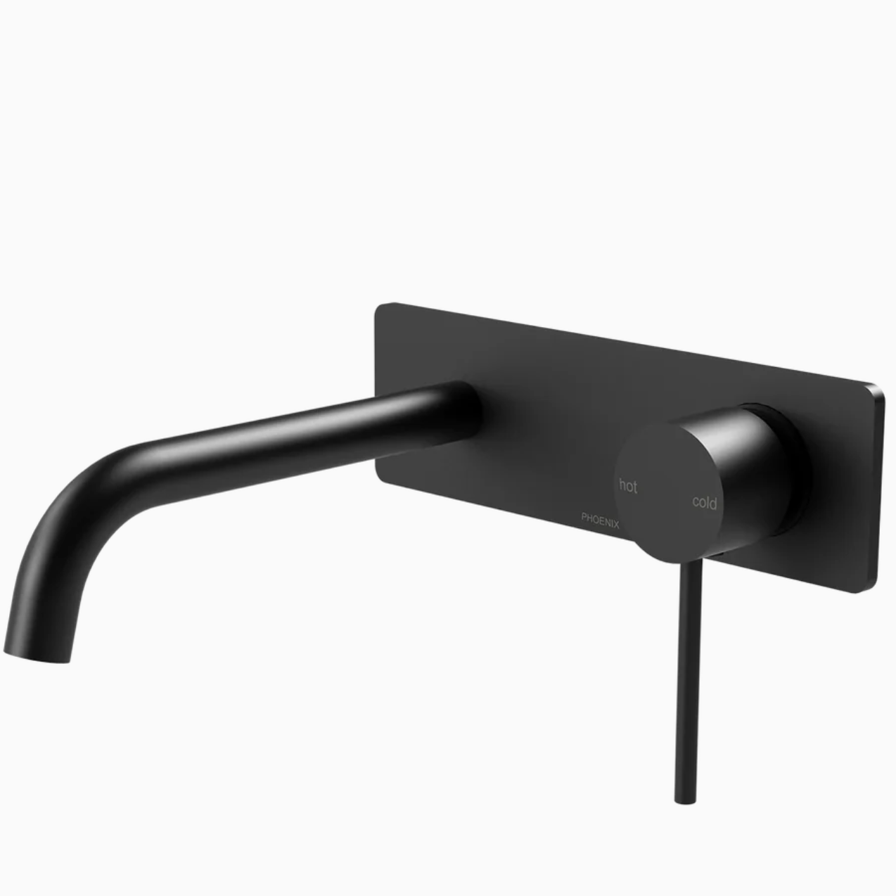 Phoenix Vivid Slimline Wall Bath Mixer Set 180mm Curved - Matte Black