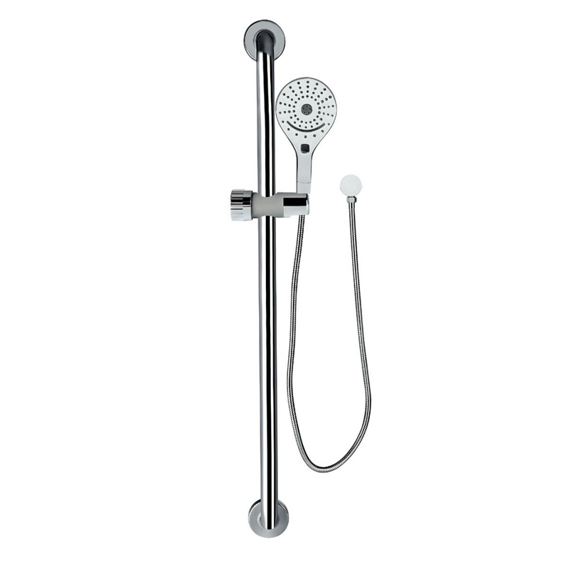 Care+ Core Range 3 Function Hand Shower on 900mm Grab Rail - Polished 304 Stainless Steel