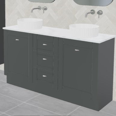 Timberline Victoria 1500mm Floor Standing Vanity, Double Bowl with Ceramic Basin