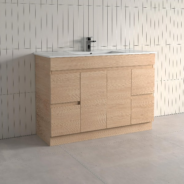 Thebe 1200mm Vanity, Ceramic Top in Soft Oak