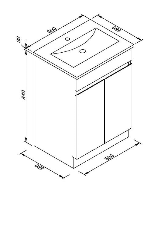 Thebe 600mm Line Drawing