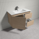 THEBE 900mm Wall Hung Vanity with Slim Ceramic Top, Soft Oak