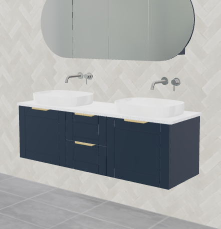 Timberline Victoria 1500mm Wall Hung Vanity, Double Bowl with Ceramic Basin