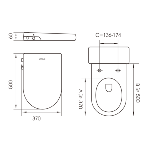 Lafeme Una Non-Electric Bidet Toilet Seat