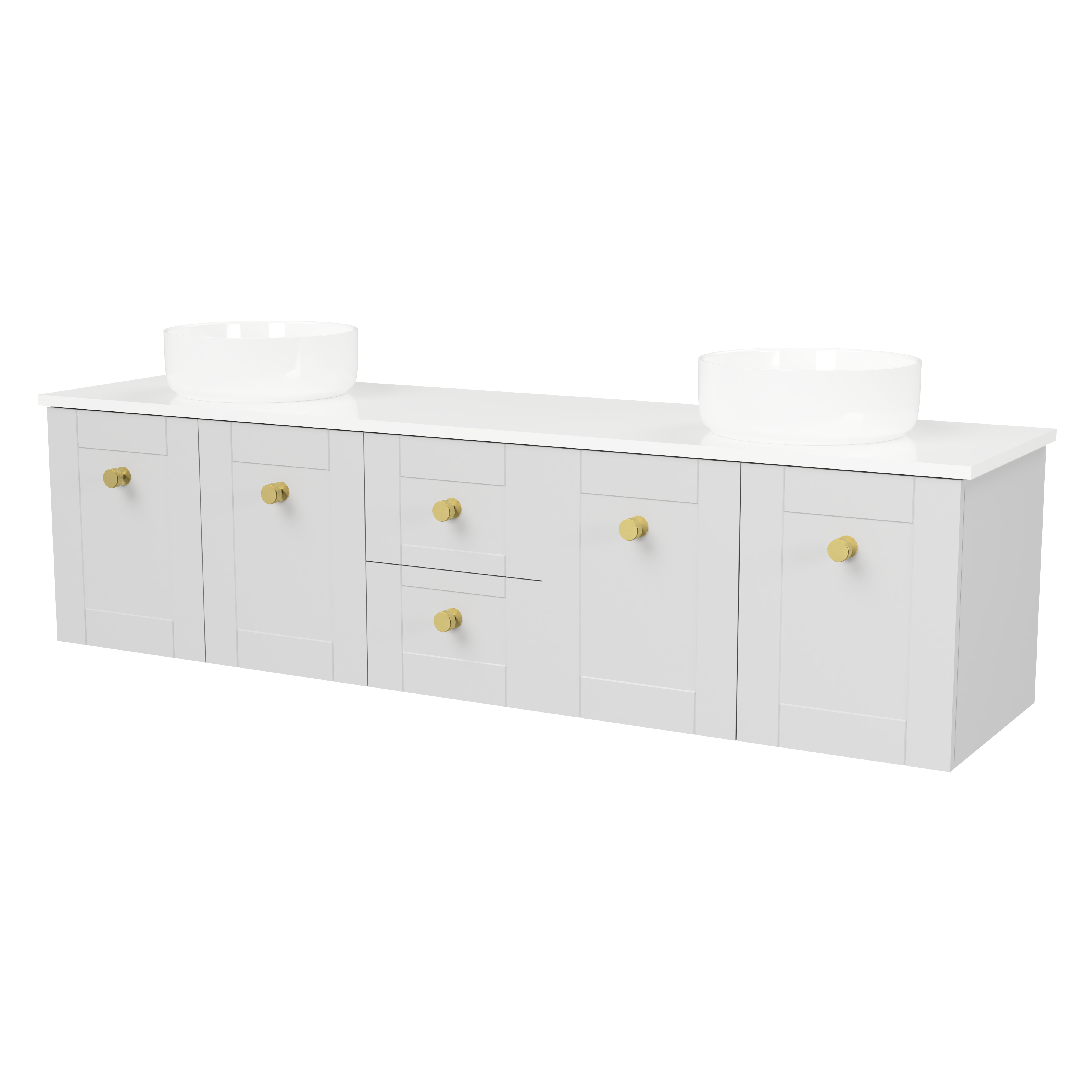 Timberline Victoria 1800mm Wall Hung Vanity, Double Bowl with Ceramic Basins