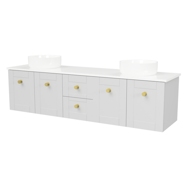 Timberline Victoria 1800mm Wall Hung Vanity, Double Bowl with Ceramic Basins