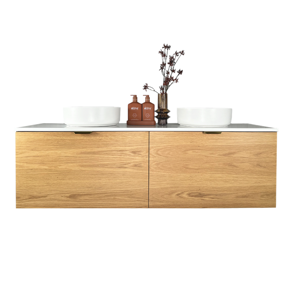 FABF Zoe Timber Veneer Vanity 1800mm Vanity, American White Oak / Add Top + Basin