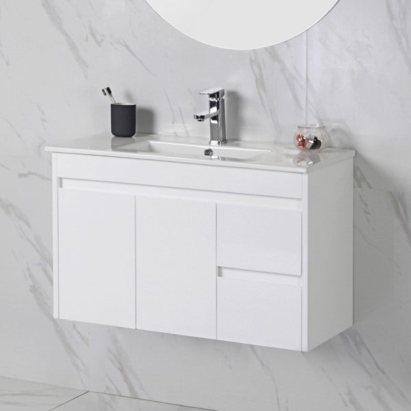 Aulic Maya Slim 900mm Vanity, White Gloss