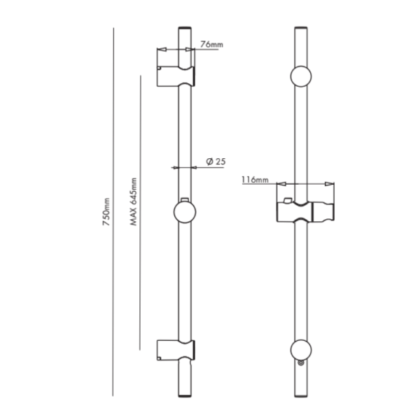 Ariel Shower on Libera Retro Fit Rail, Chrome