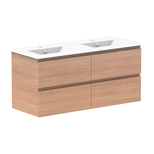 Glacier Lite Ceramic All-Drawer Twin Vanity, 1200mm - Bowl Options