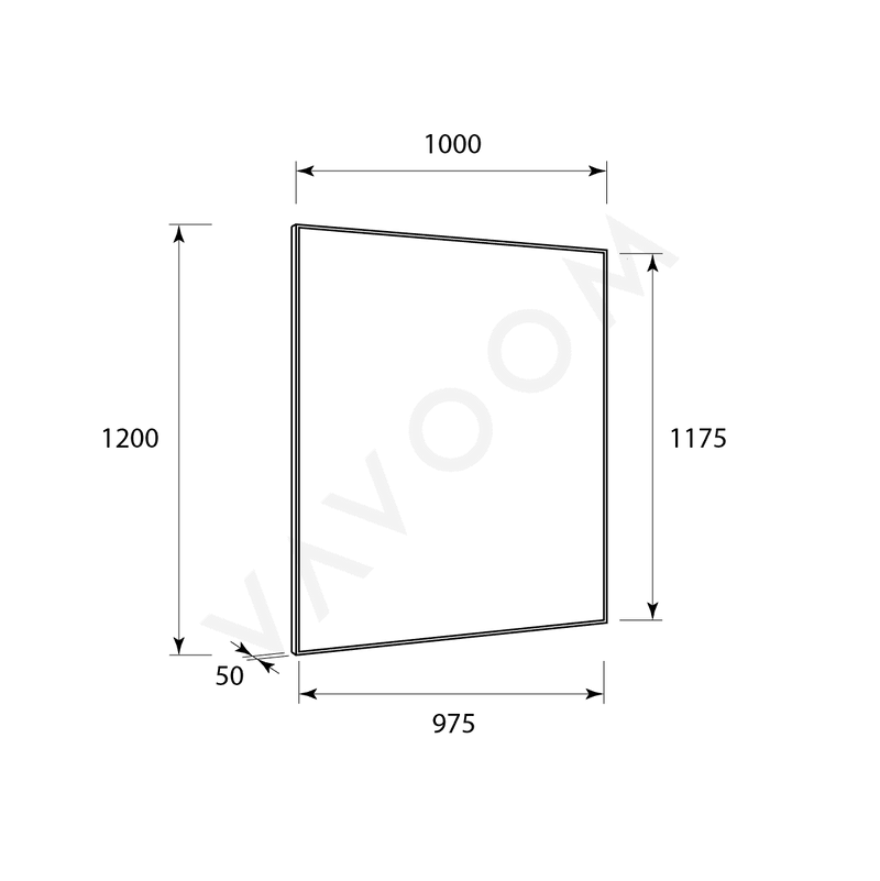 Mirrors Flynn Rectangular Mirror - Black 100 x 120CM