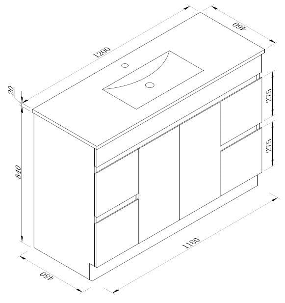 Thebe 1200mm Line Drawing